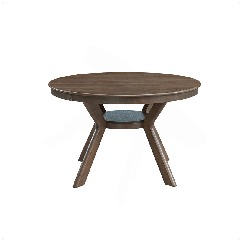 47.24''Round Rubber Wood Dining Table For 4-6 With Wooden Trestle Pedestal Base,Modern Kitchen Wooden Table Dinner Table For Dining Room, Living Room,(1Table)