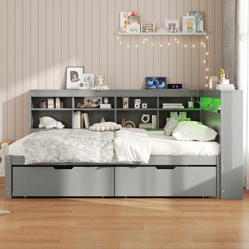 Bed, Gray, Double