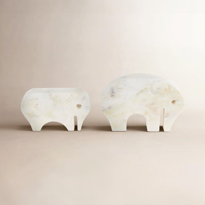 Rumy Genuine Marble Elephant Sculpture