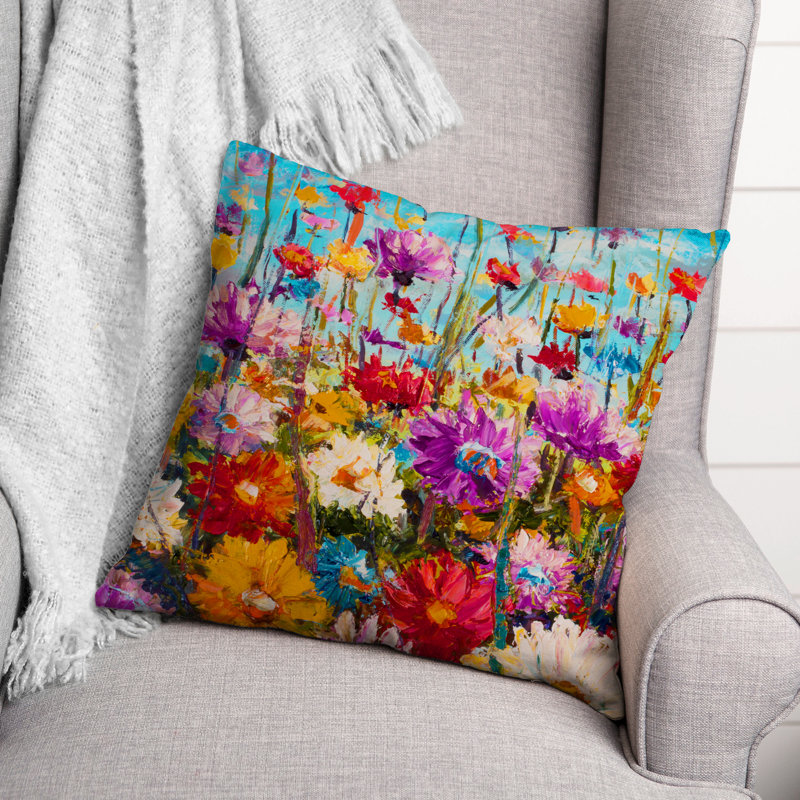 Floral Reversible Throw Pillow, 16" x 16"