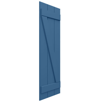 21 1/2"W x 46"H EnduraCore Composite Four Board Joined Board-n-Batten Shutters w/Z-Bar, Sojourn Blue (Per Pair - Hardware Not Included)