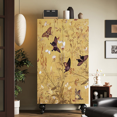 Garde-robe française rétro en bois massif peint
