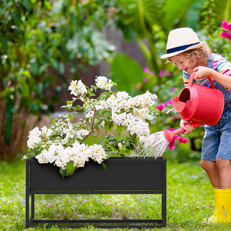 Pot à fleurs surélevé en métal Dekker, H 14 po x l 28,75 po x P 12,25 po, Noir