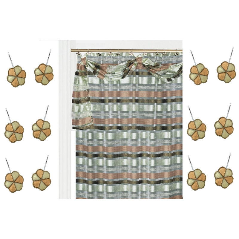 Decorative Shower Curtain Set Firmina Rust, Vert