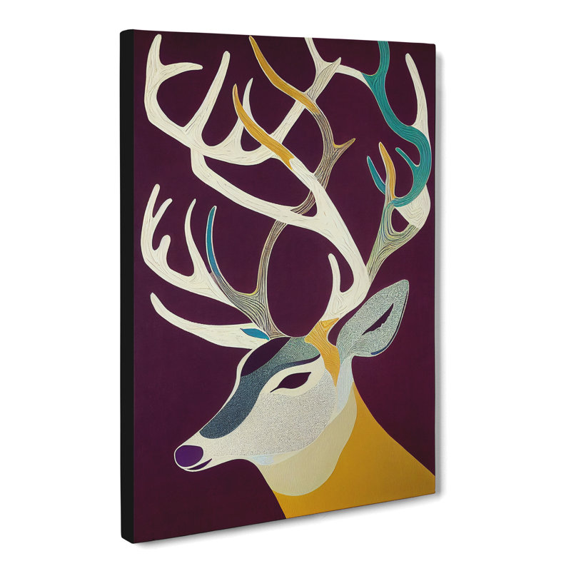 Gladstone Retro Art Deer - Wrapped Canvas, 76cm H x 50cm W