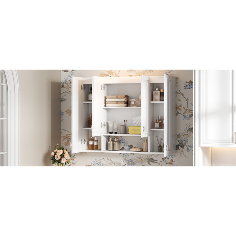 Armoire à pharmacie spacieuse avec tablettes réglables en bois MDF, conception murale moderne