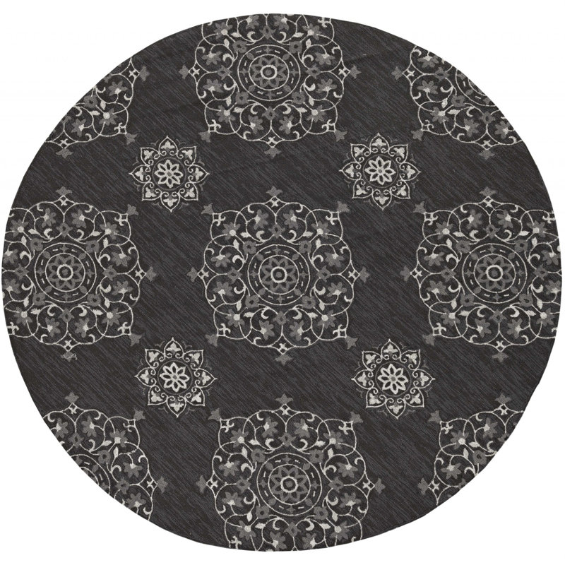 Tapis décoratif gris anthracite Touffeté à la main Jezebel, Rectangle de 5 pi x 8 pi