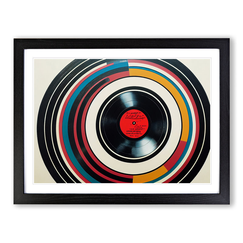 XH1022-9652X Vintage Vinyl Record Art Vol.3 Abstract - Single Picture Frame Print, 46cm H x 64cm W x 2cm D, Black