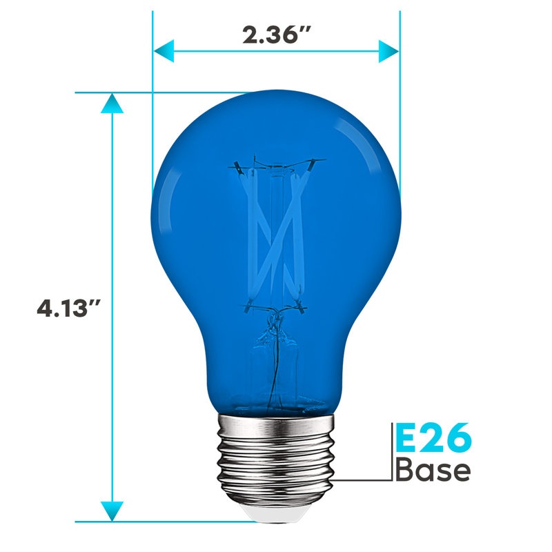 4,5 W (équivalent à 60 W), DEL A19, ampoule à intensité variable, culot moyen E26 (standard), Bleu