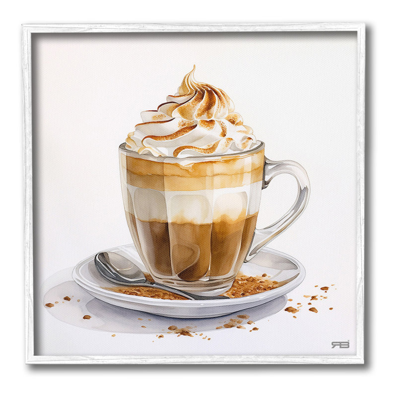 «Cafe Dessert Latte», estampe numérique encadrée par RB, Giclée encadrée blanc bord de mer, H 24 po x l 24 po