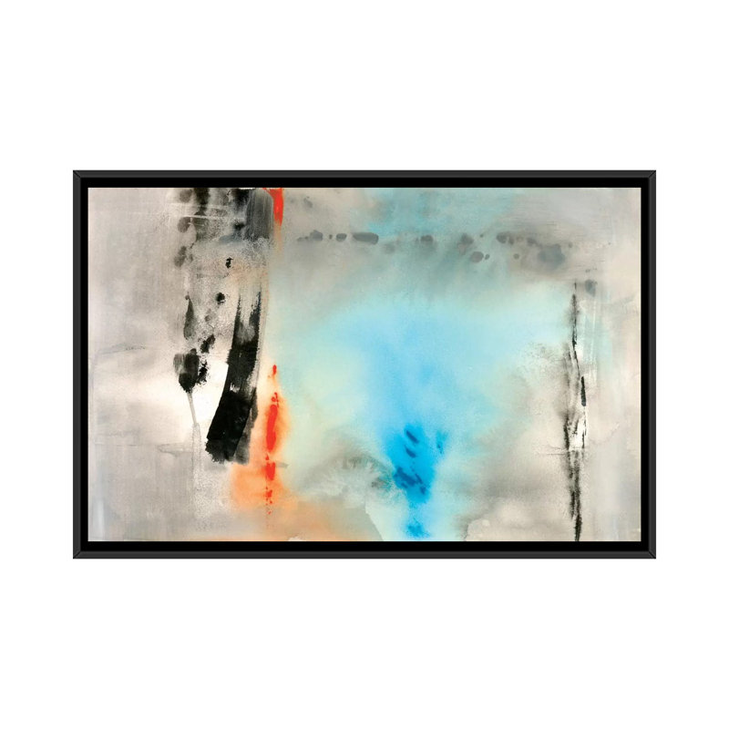 "Dusky Turquoise", reproduction d'art sur toile tendue, Toile encadrée noire, Pas de tapis, H 32 po x l 48 po x P 1,5 po