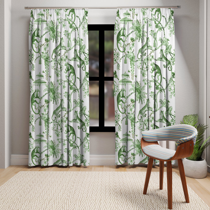 Rideau transparent en polyester Kaine, Vert/blanc