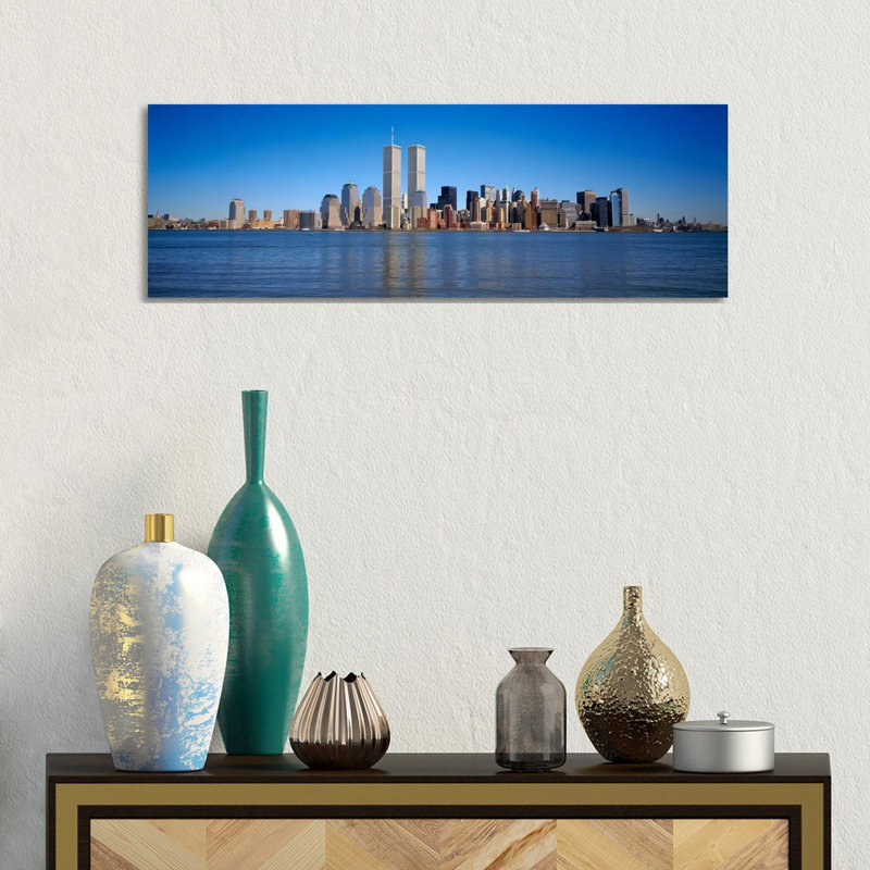Skyscrapers at the Waterfront, World Trade Center, Lower Manhattan, Manhattan 1 Piece Wrapped Canvas Panoramic Wall Art
