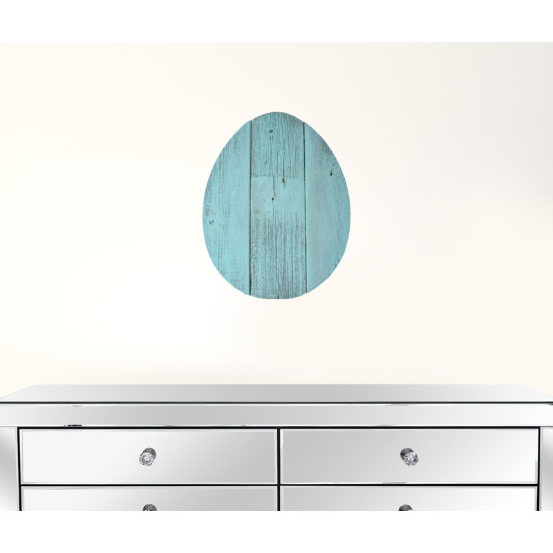 Grand œuf de ferme 12 po en bois turquoise, Turquoise