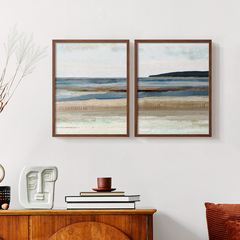 Impression encadrée Saltwater Bay I-Premium - prête à être accrochée - aucun clou requis - aucun clou requis, Noyer