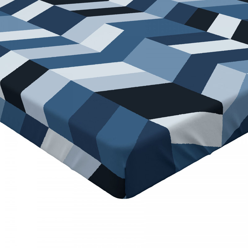 Microfiber Chevron Fitted Sheet, Twin Fitted Sheet, Geometric 1