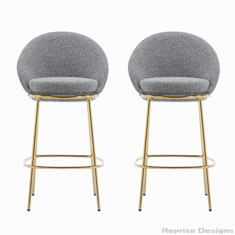 Metal Upholstered Barstool, Set of 2, Grey