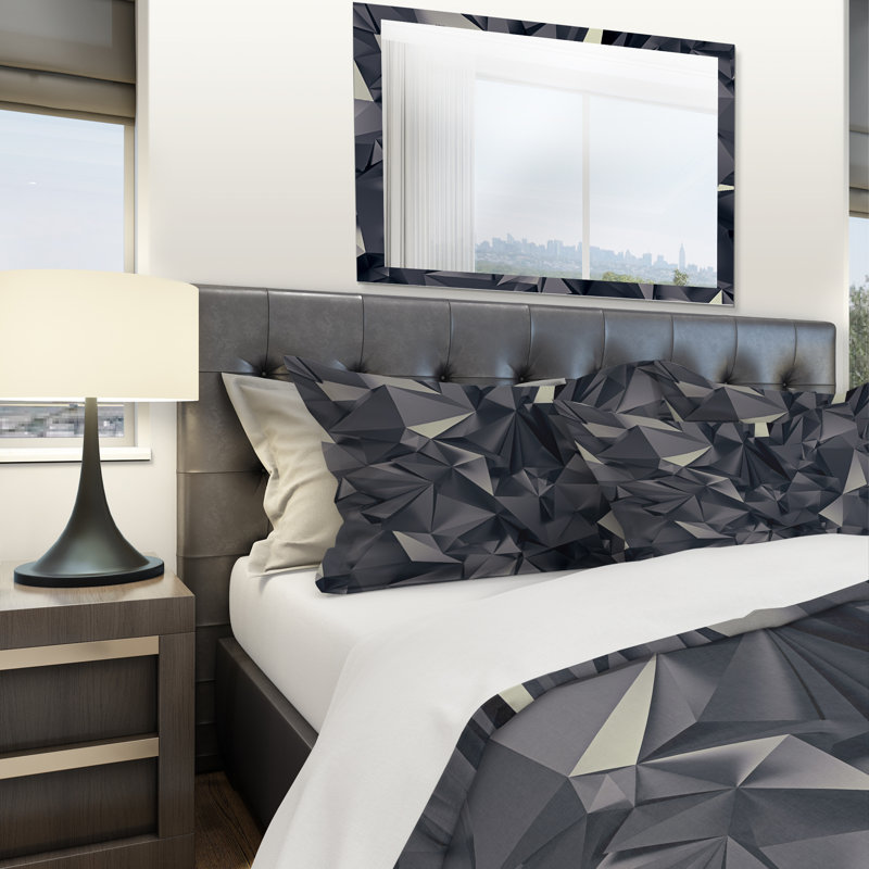 Abstract Duvet Cover Set - Designart Geometric Triangular Shades, Twin Duvet Cover + 1 Sham