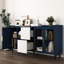 Armoire de salon moderne bleue avec compartiments ouverts, 2 tiroirs et portes en verre de 55 po, table de buffet pour la chambre, décoration de buffet-1194483870