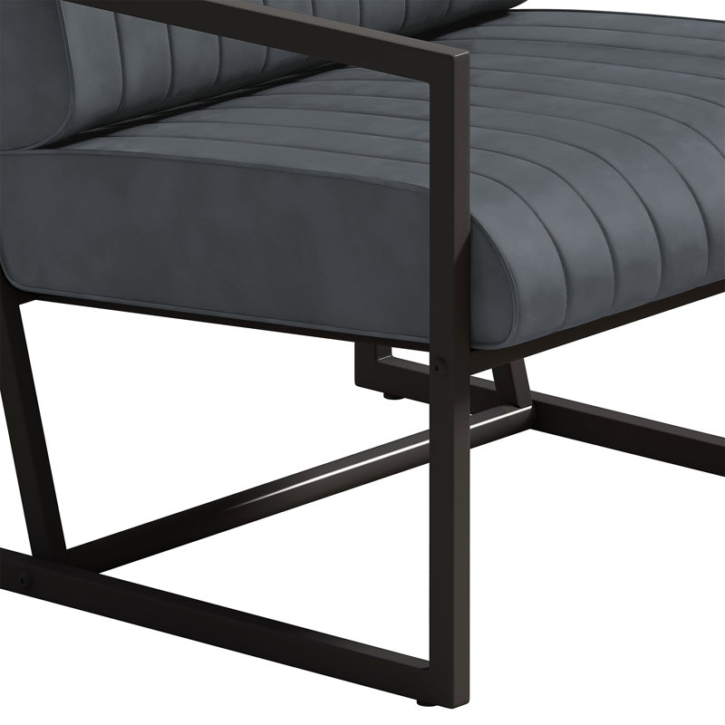 Chaise avec accoudoirs en cuir de polyuréthane moderne avec dossier rembourré et coussin de siège extra-épais