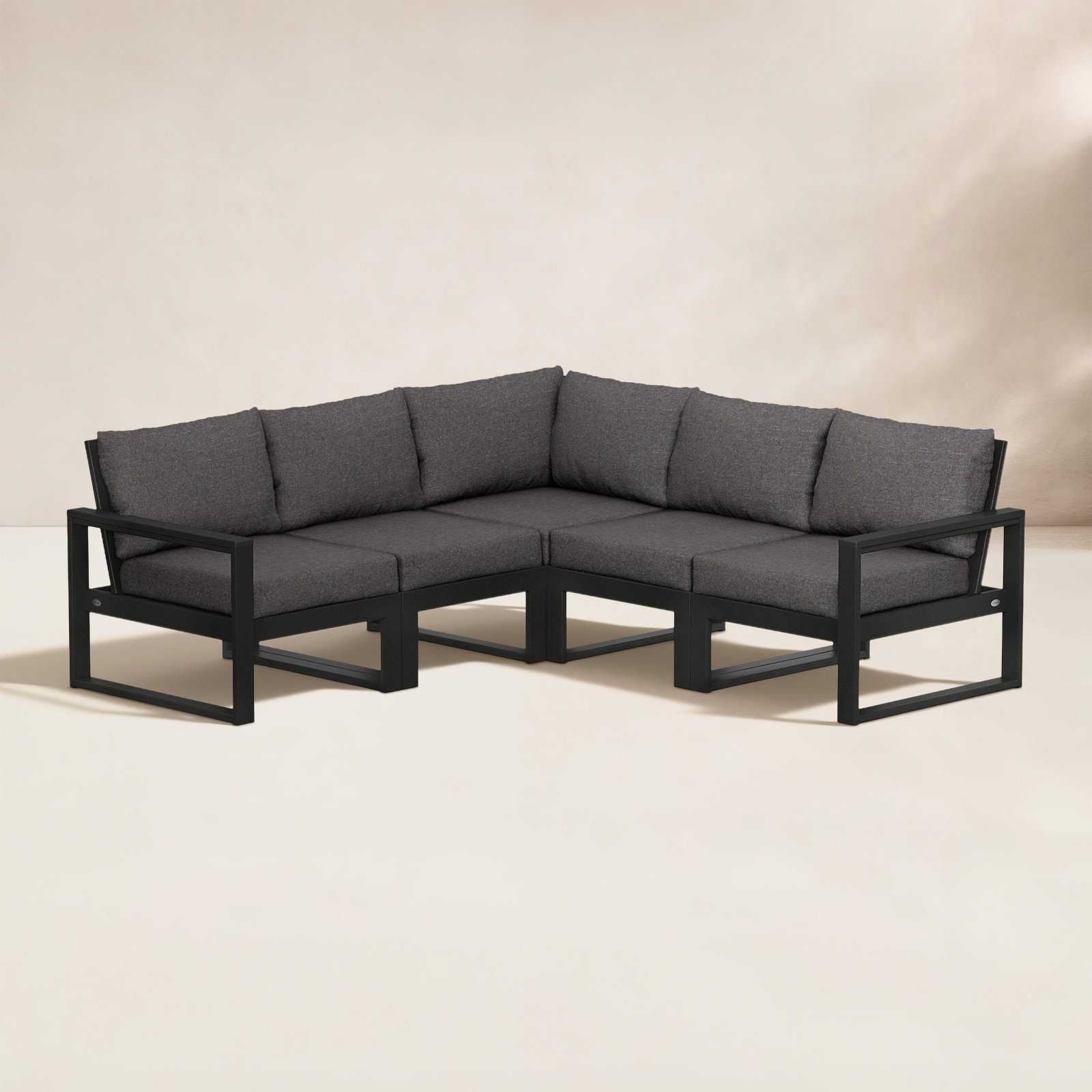POLYWOOD® Edge 85" Patio Sectional, Ash Charcoal, Black