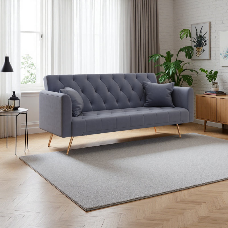 Canapé convertible de 71 pouces convenant à un petit salon, une chambre à coucher ou un bureau, Gris