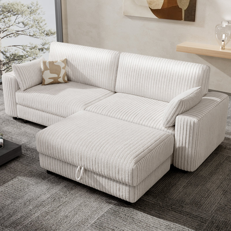 Très grand canapé modulaire très grand avec revêtement en velours côtelé luxueux, causeuse moderne surdimensionnée avec repose-pieds à assise profonde, assemblage sans outil