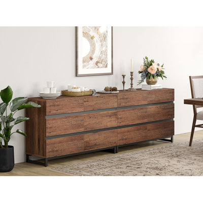Multifunctional Buffet Sideboards, 2 In 1 Modern Sideboard With 12 Drawers And Metal Base, Storage Cabinet For Kitchen, Coffee Bar Cabinet by 17 Stories