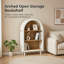 Petite bibliothèque arquée moderne, armoire de rangement blanche avec 3 tablettes en grain de bois, étagère de présentation à 3 niveaux pour entrée et chambre à coucher