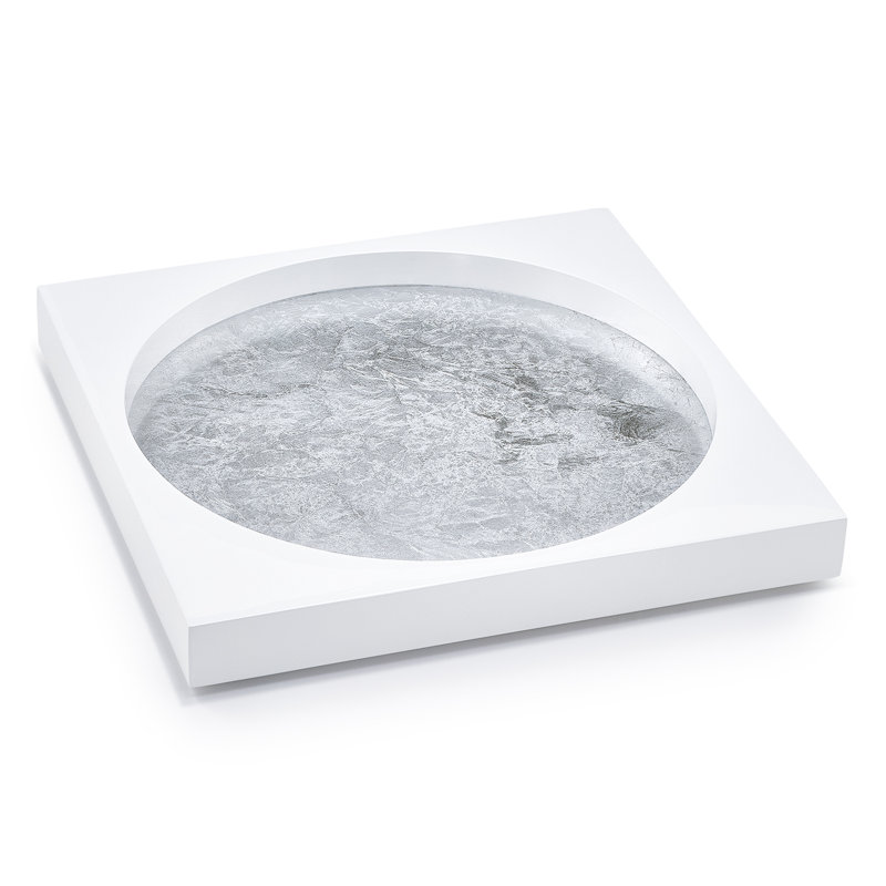 Moongate Bathroom Tray, White/Silver