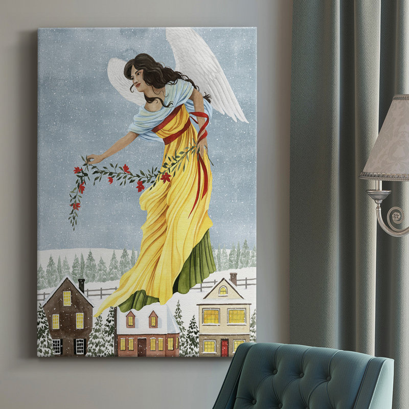 Ange de Noël I - peinture sur toile tendue, H 18 po x l 12 po x P 1 po