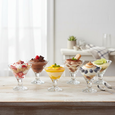 Weleetka Footed Glass Ice Cream Dessert Bowls
