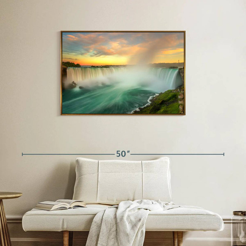 Paysage des chutes du Niagara, Cadre flottant doré, 37 po x 25 po
