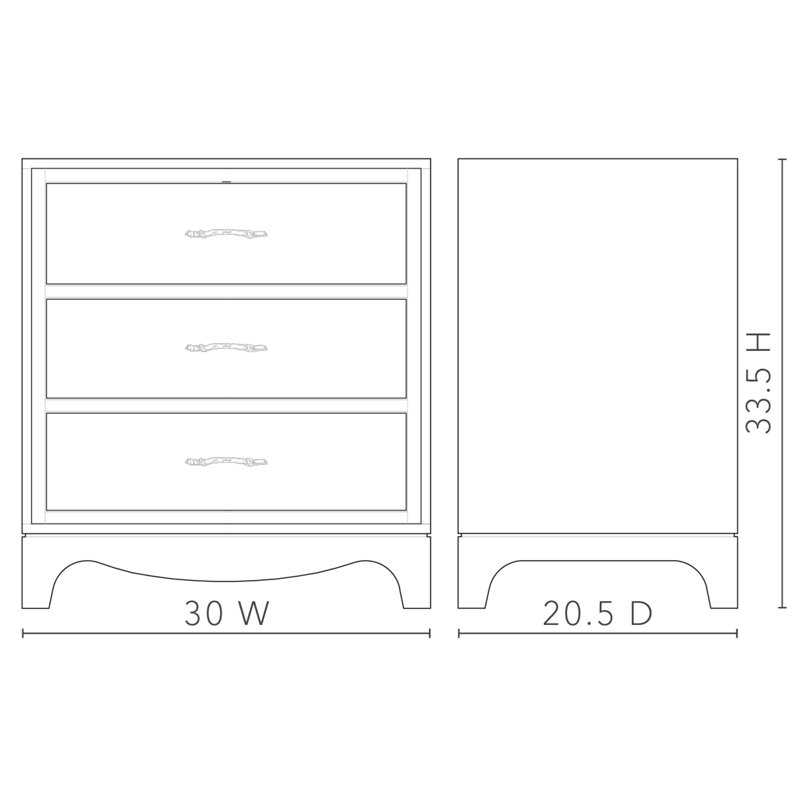 Barrett 3-Drawer Side Table, Denim Mist