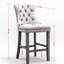 Tabourets de bar contemporains en velours, tissu, chevilles réglables bleues de 2 chaises Mid-Century, coussin à structure élastique double, structure en bois-145283642