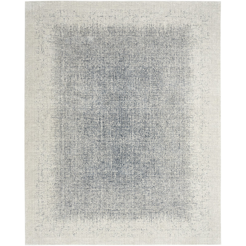 DKNY Grand Street Ivory Blue Modern Indoor Rug, Rectangle 7'10" x 9'10"