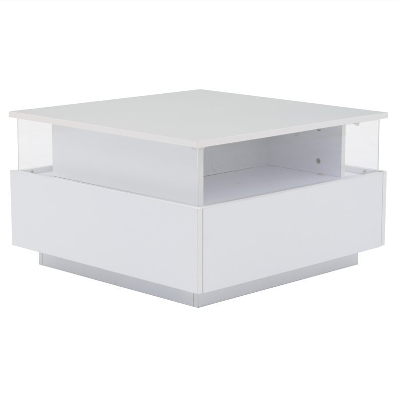 Deallen Block Coffee Table with Storage, White