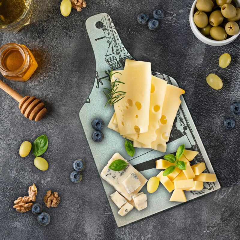 Ambesonne Obelisk Tempered Glass Cutting Board Buenos Aires City Monument Dark Taupe and Eggshell