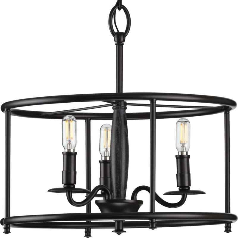 Rourke 3 - Light Candle Style Pendant, Black