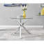 Seline Modern Round Dining Table Set in Glass and Chrome with 4 Luxury Velvet Leather Chairs-89191980