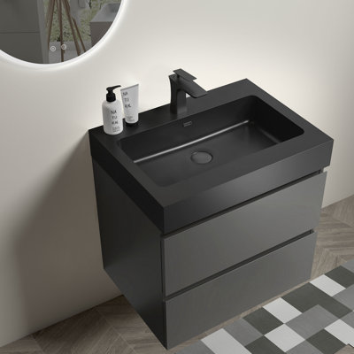 Ensemble de meuble-lavabo mural simple 24 avec plateau Makenzey
