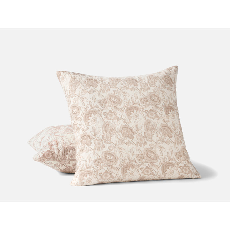 Balboa Organic Print Reversible Throw Pillow, Undyed w/Antique Rose
