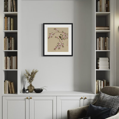 Peach Blossoms and Yellow Sparrows by Yu Zhi - Single Picture Frame Print