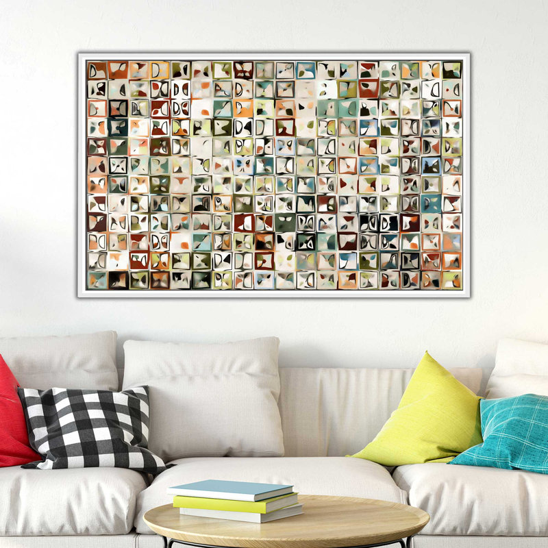 «Tile Art # 3 2013», impression sur toile, H 21,5 po x l 33,5 po x P 2 po, Cadre flottant blanc