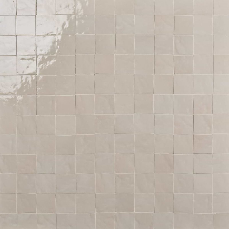Virello 4x4 Glossy Ceramic Wall Tile, Linen Beige