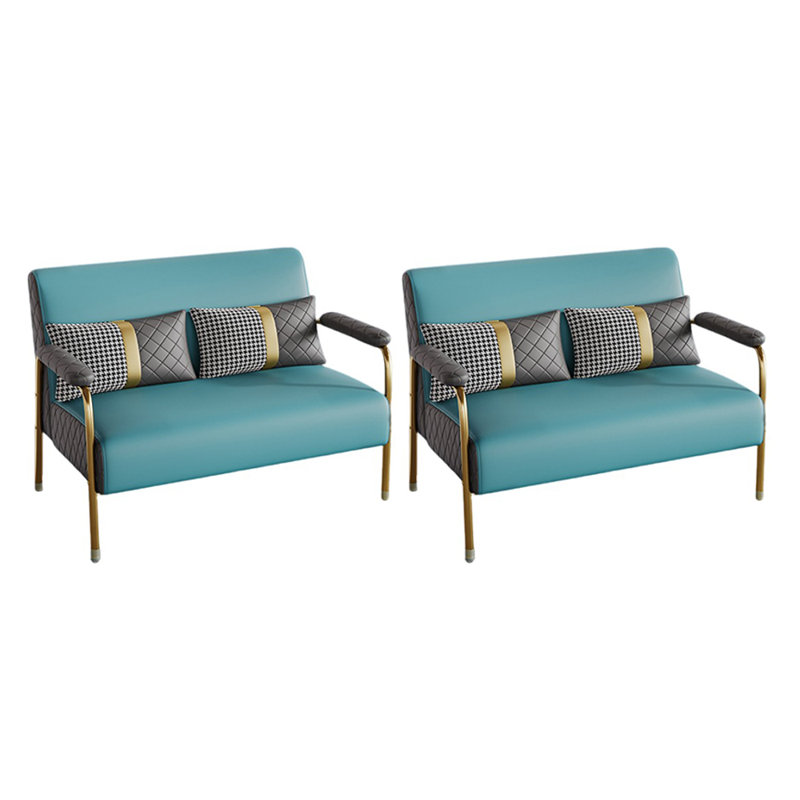 Banc rembourré en similicuir, Bleu sarcelle