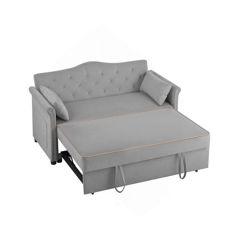 Canapé-lit en velours gris, Grey