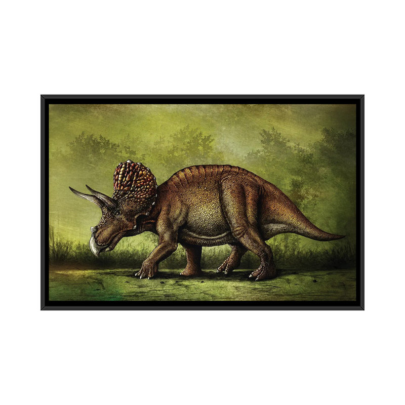Triceratops Horridus Dinosaur - Print on Canvas, Black Framed, 66.04 cm H x 45.72 cm W