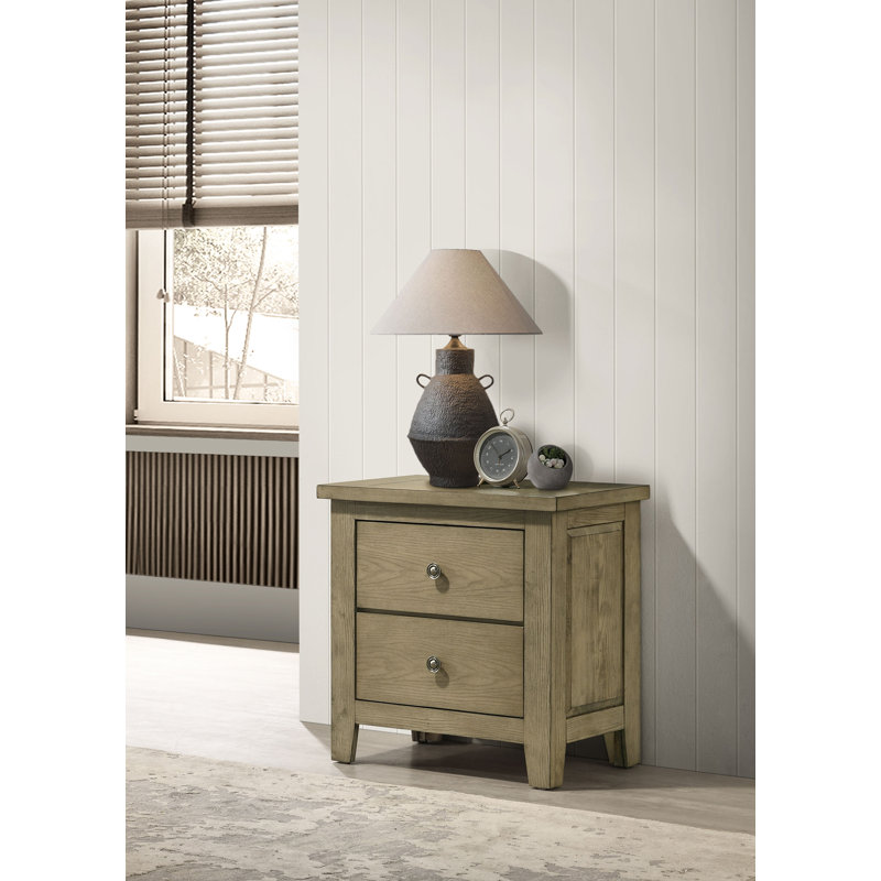 25.75" W Rustic Nightstand, Vineyard Oak