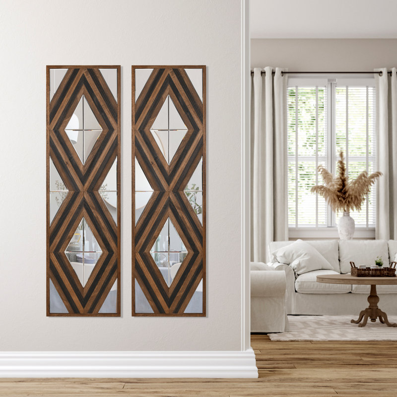 Solid And Engineered Wood Rectangle Wall Mirror